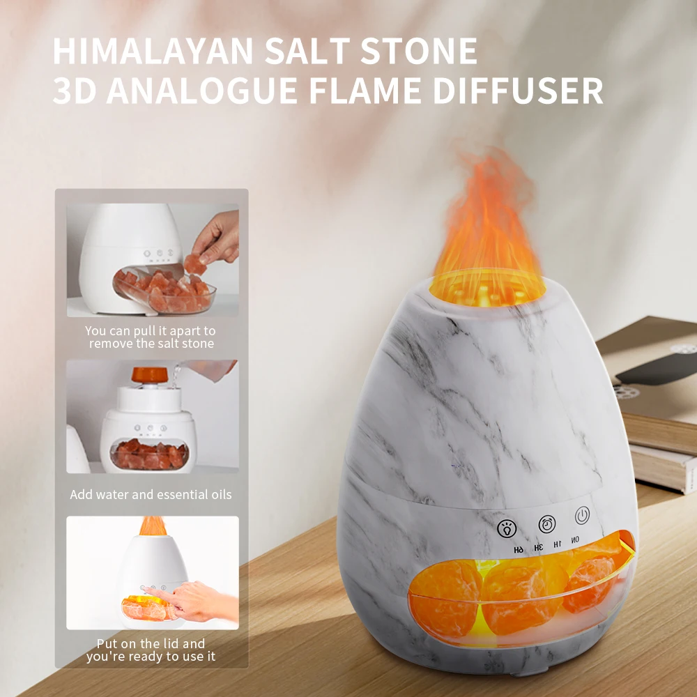 Himalayan Salt Lamp Ultrasonic Aroma Diffuser Cool Mist Humidifier Included Oils Essential Oil Diffuser Household Use 1-Year