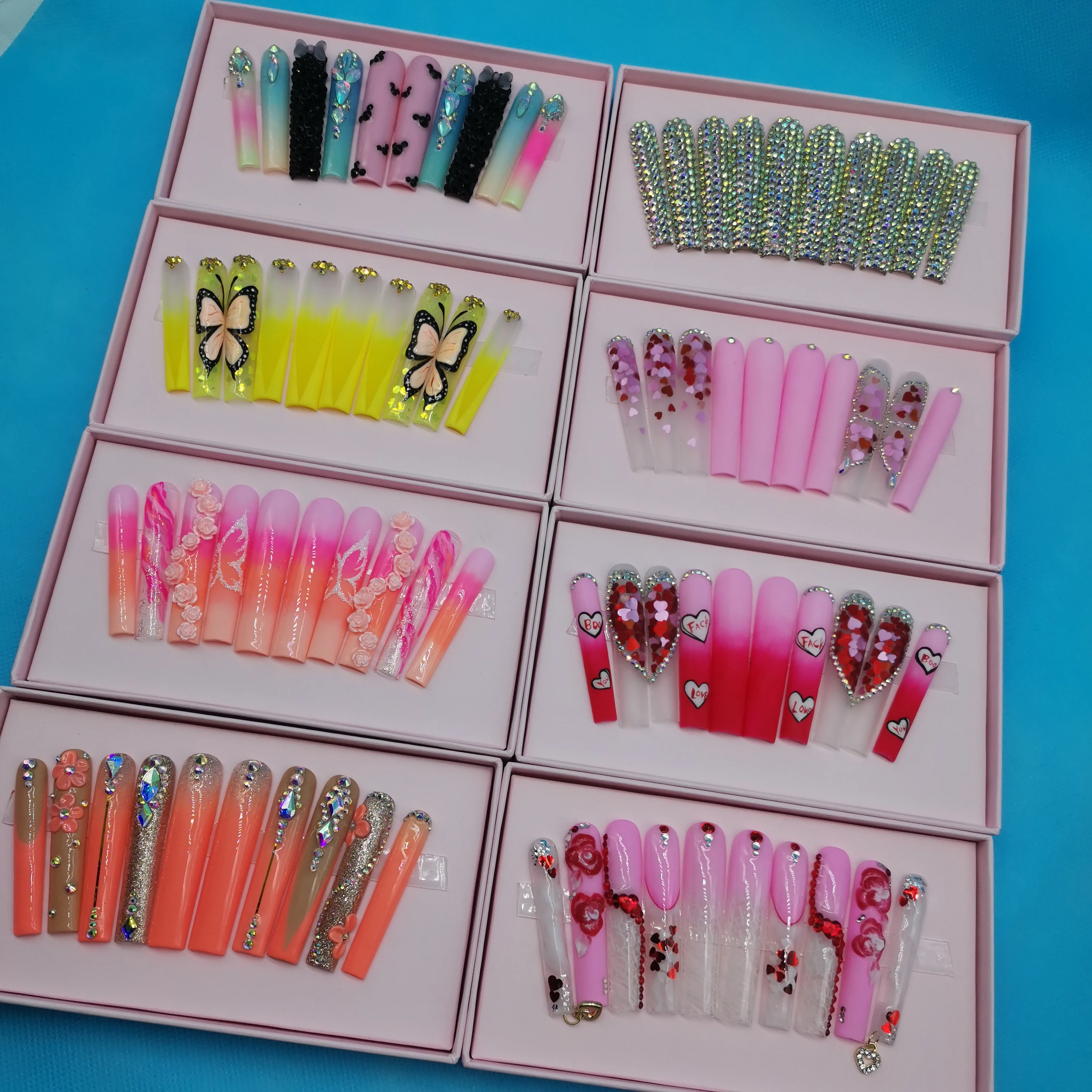 custom design and package press on nails private label artificial fingernails acrylic handmade premium quality false nails