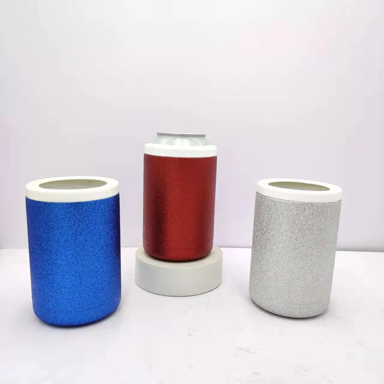 4 in 1 Portable 12oz Slim Sublimation blank Vacuum Insulated Can holder Double Walled Stainless Steel Beer Bottle and Can Cooler