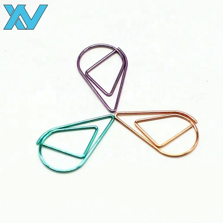 Innovation stationery gifts golden water drop design memo message paper clips