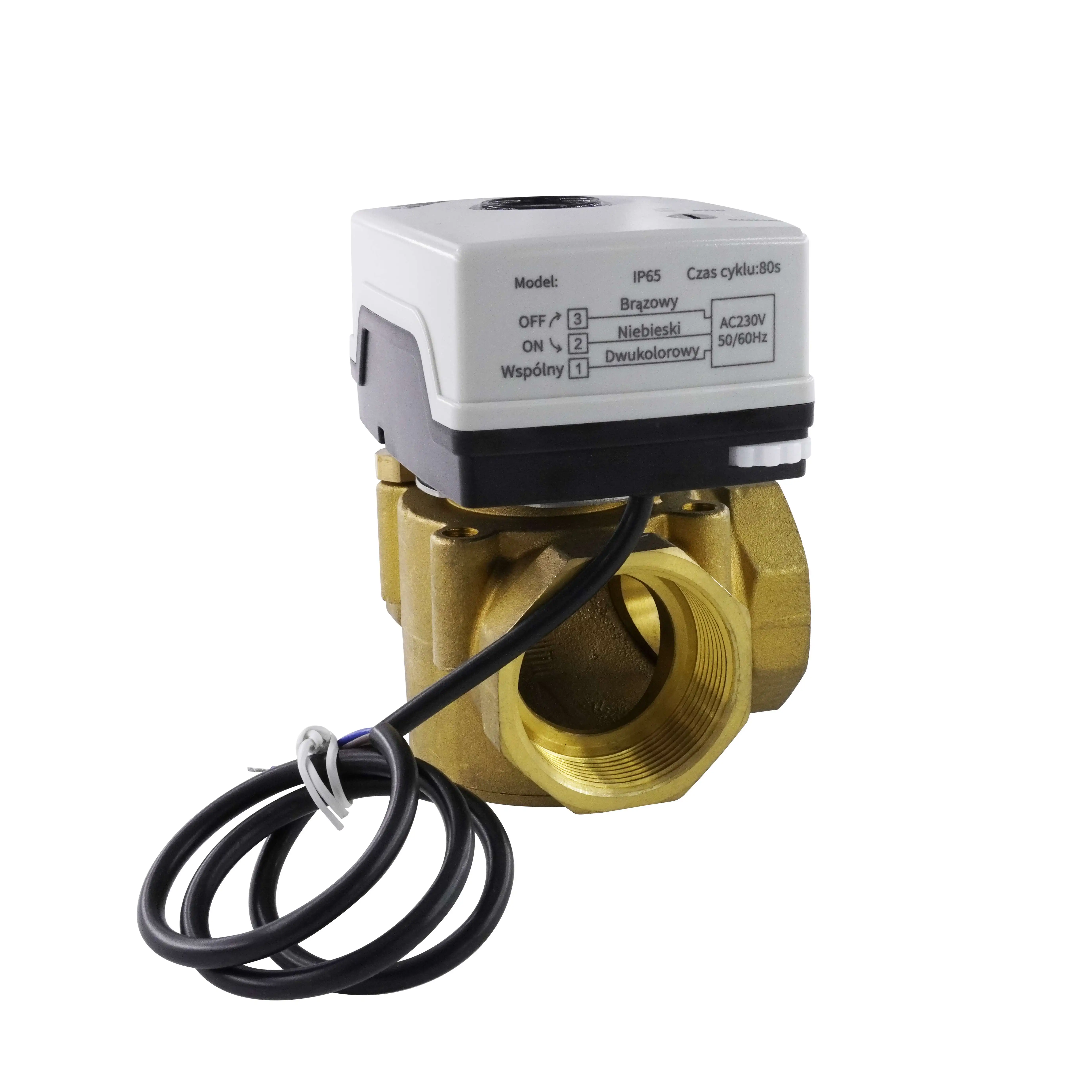 ZL-2143 Brass 3 4 way actuator rotary motorized mixing valve