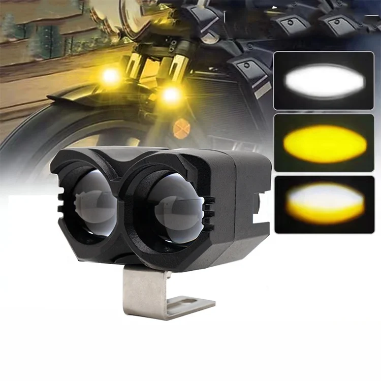 Factory mini Driving Light DRL strobe Motorcycle Led Headlight bulb Auto Car fisheye Projector Lens dual color headlamp