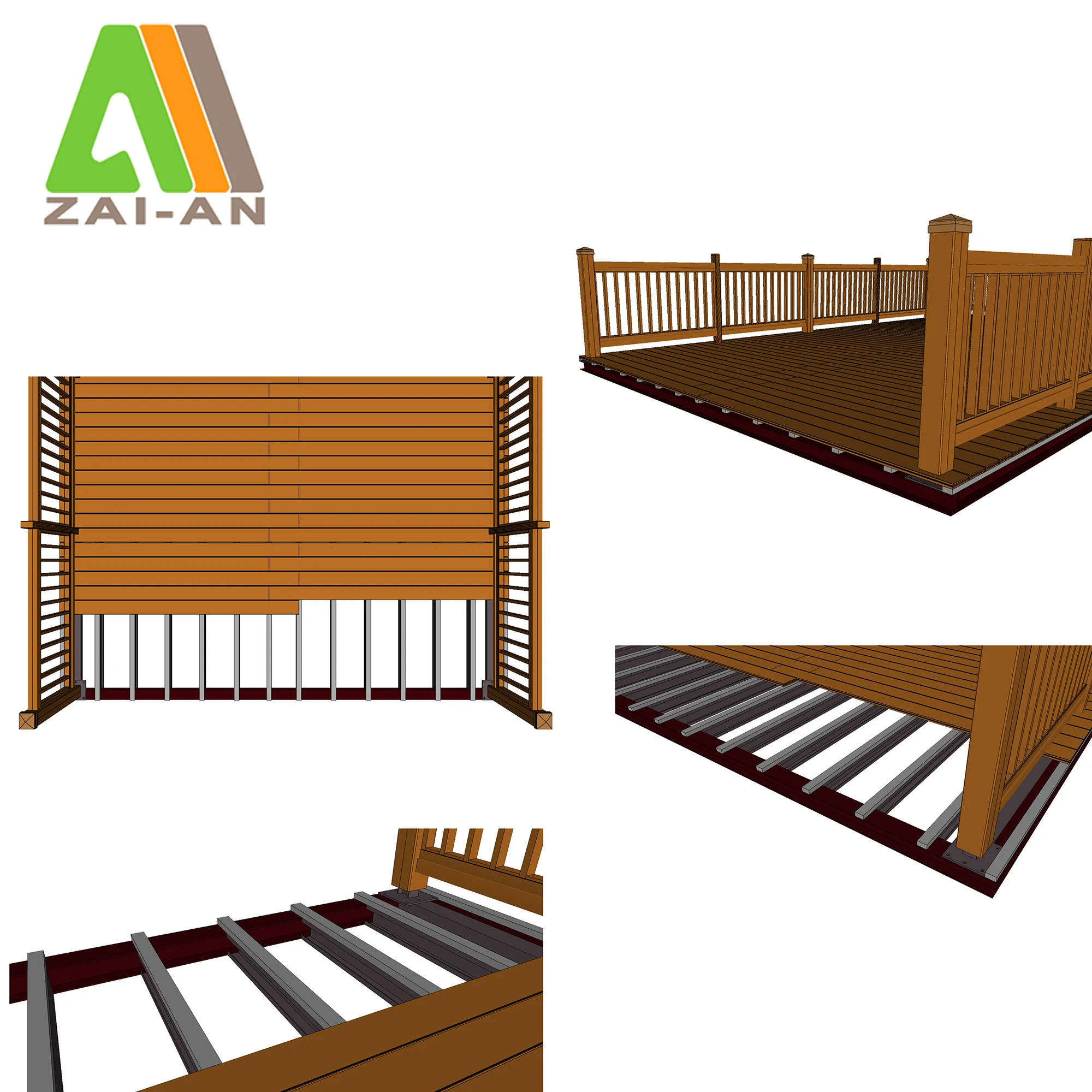 Factory ASA double sides co-extruded PVC composite decking boards for outdoor floor