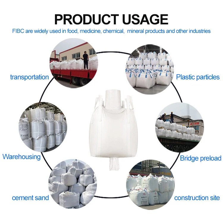1000kg 1500kg Single Loop One Handle Ton Bag Jumbo Bag Bulk Fibc Big Bag For Sand Packing 500-3000kg Antistatic Acceptable 5:1