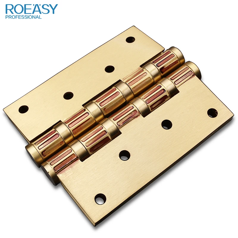 ROEASY European style luxury wooden door metal pivot hinge 4BB ball bearing 4 inch mute flush brass door hinge for heavy door
