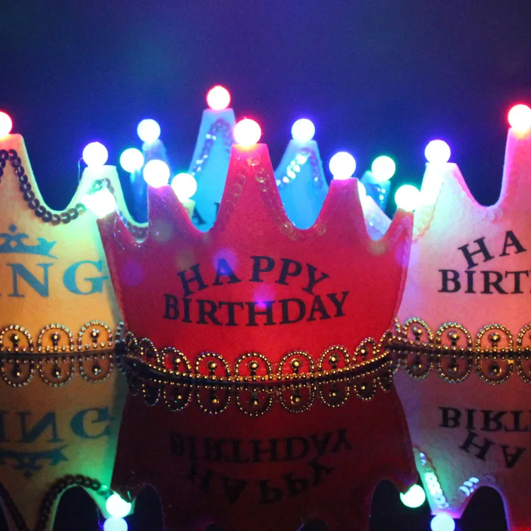 
Baby birthday luminous crown hat, children and adults can wear party hats, wedding decorations 
