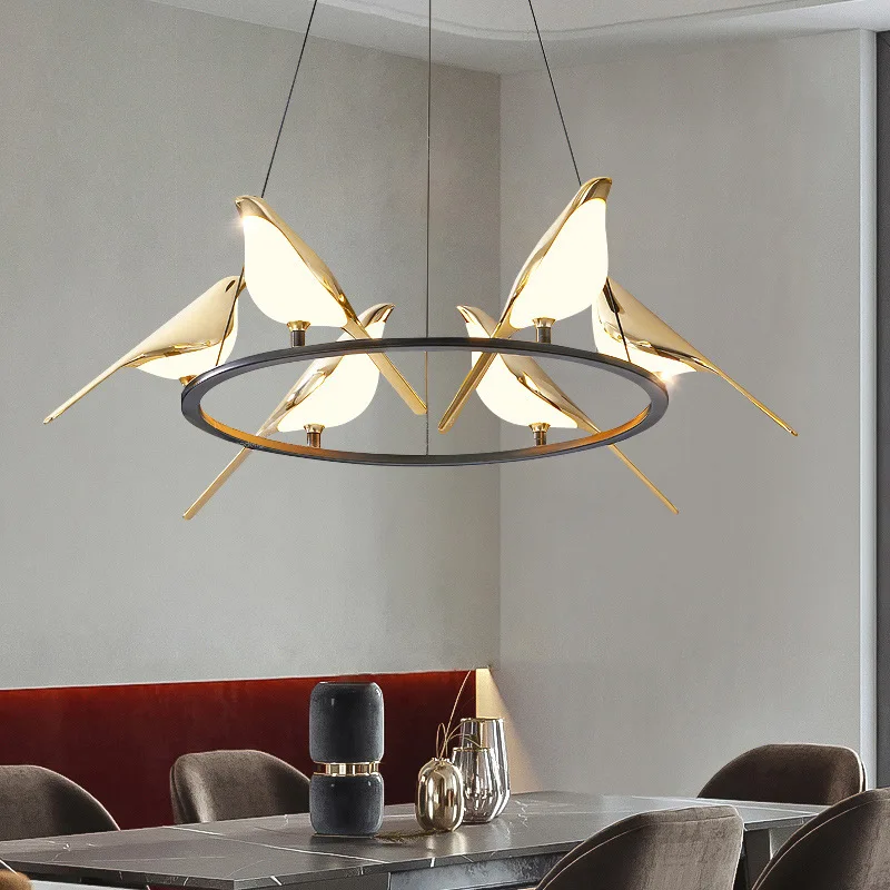 Hot selling light luxury magpie bird design bedroom living room bedside chandelier LED pendant lamp