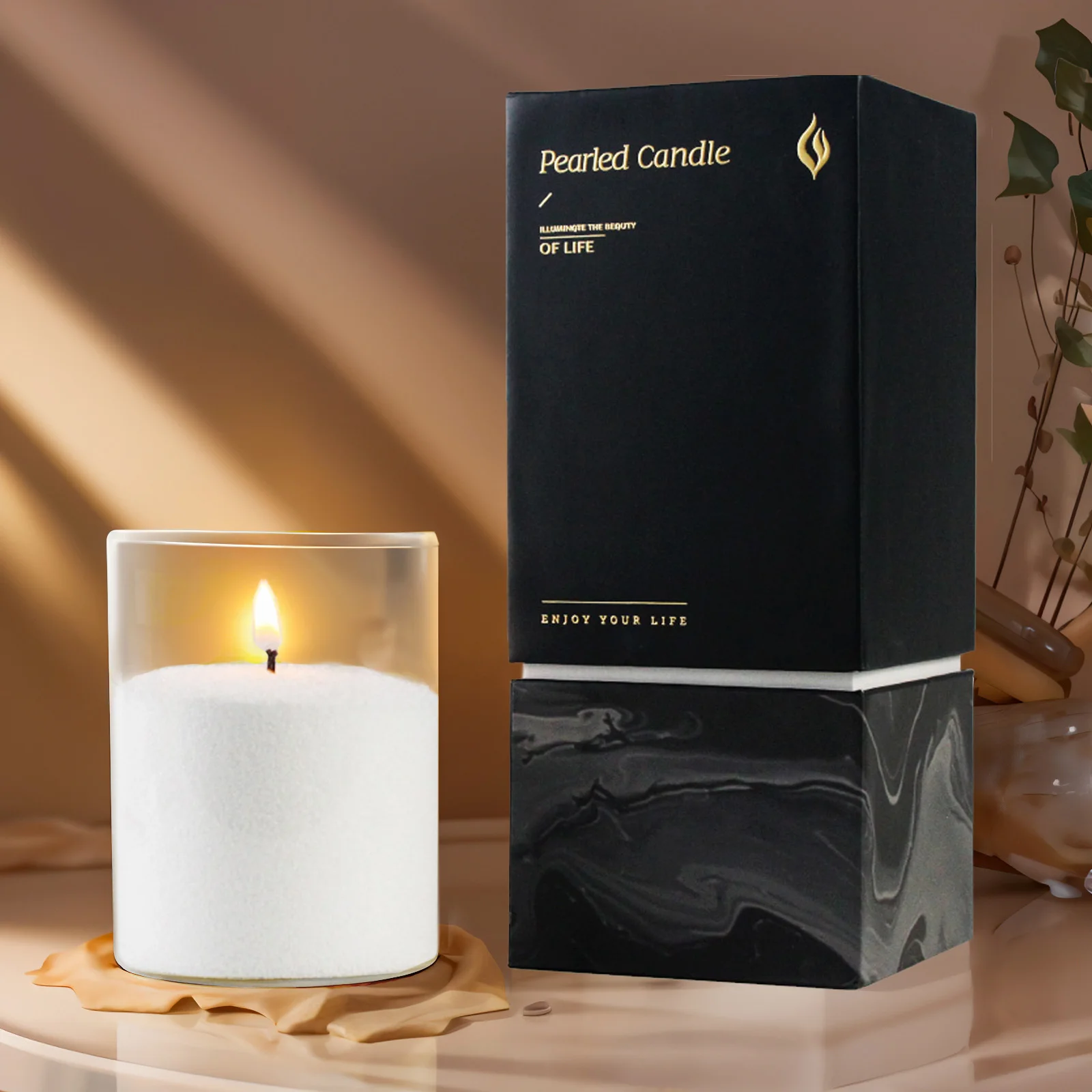 Premium Quality Wedding Decoration Luxury Gift Box Palm Wax Pearled Candle Wax Candle Sand with Wicks