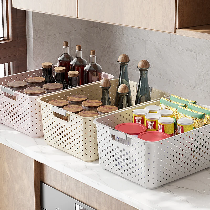 Wholesale Custom Logo Cheap Bathroom Storage Organizer Boxes Hollow Plastic Storage Baskets