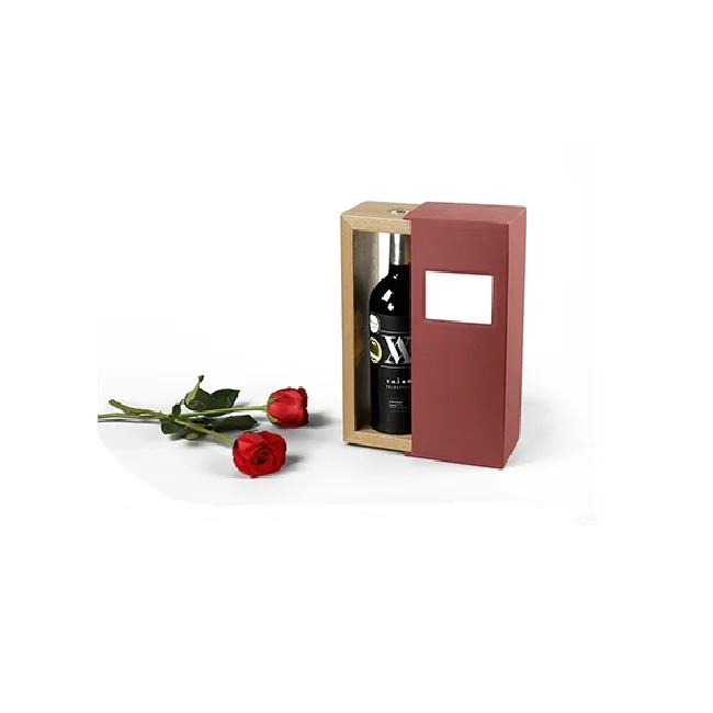 MDF Veneer Packaging Gift Box Single Bottle Wooden Handmade Cardboard Lid Wood Gift & Craft Handicraft Wine Box