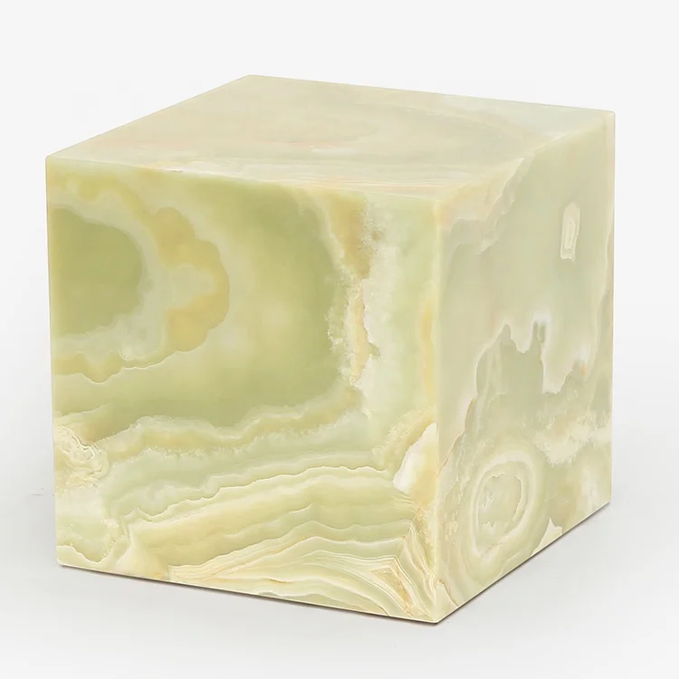 Luxury Green Onyx Marble Square Cubic Couch Side Table Bedroom Furniture Nightstand Bed Side Table Modern