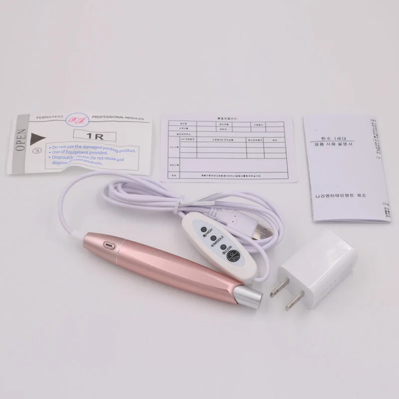 Rose Red Permanent Makeup Machine Digital  Kit 1RL Cartridge High Speed Tattoo Machine Gun For Microblading Brows Liner Lips