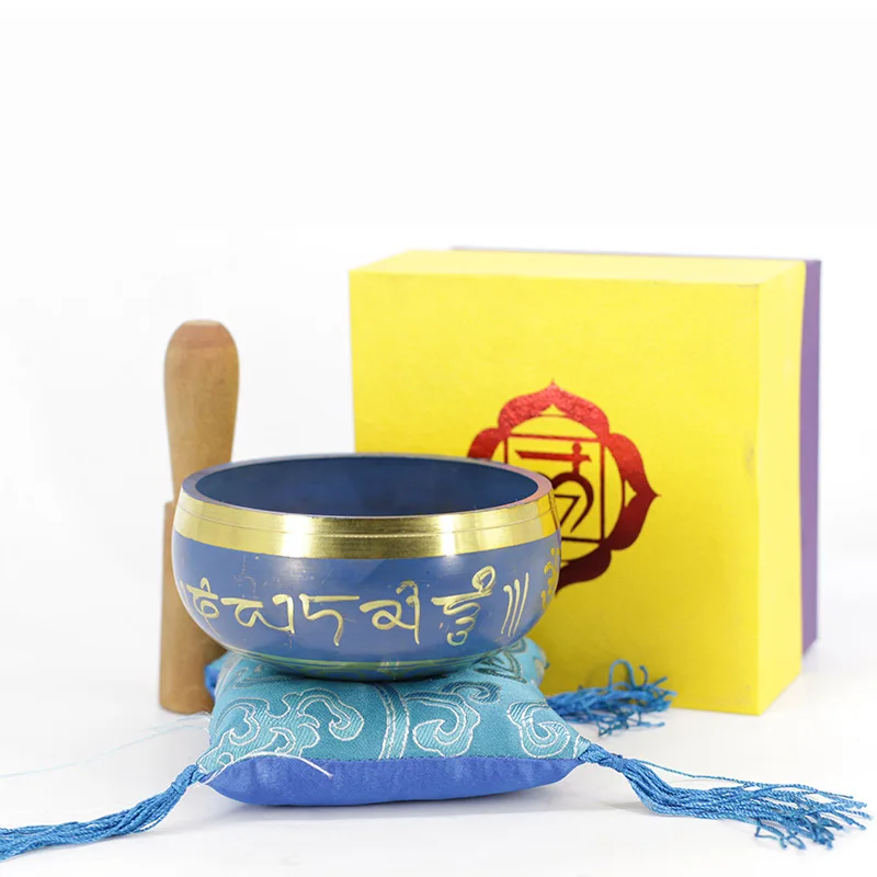 Nepal Handmade Yoga Sound Bowl Blue Bowl Body Copper Magic Ware For Meditation