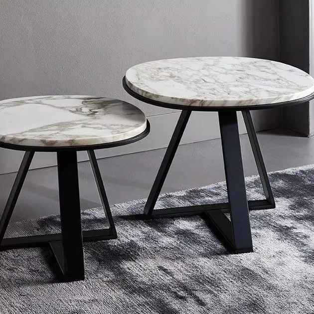 Disen Furniture Home Decoration Sofa Corner Small Round Table Living Room Marble Top Side Coffee Table
