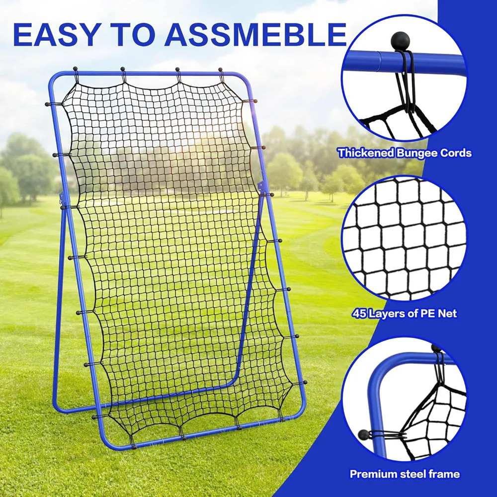 volleyball rebounder net 4*7ft Bounce back practice net 5 Adjustable angles indoor and outdoor easy Set-up training equipment