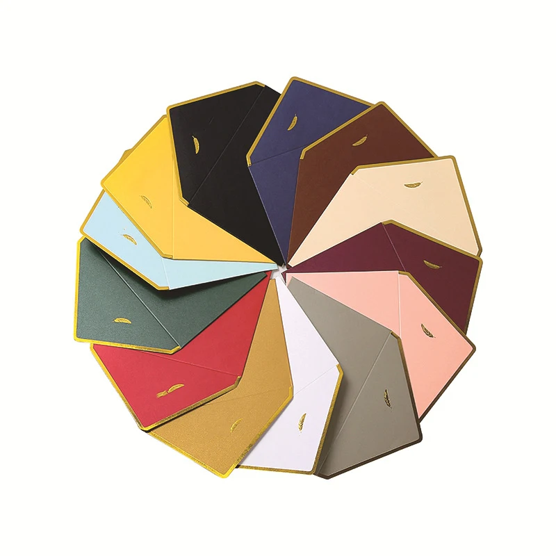 Custom black cardboard recycled envelope hotel key card envelopes with golden foil logo letter premium envelope paper kraft