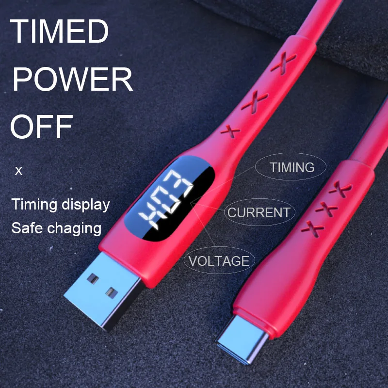  USB кабель для зарядного устройства Type-C/Micro/IOS с таймером дисплей синхронизации данных Быстрая зарядка iPhone Samsung Xiaomi