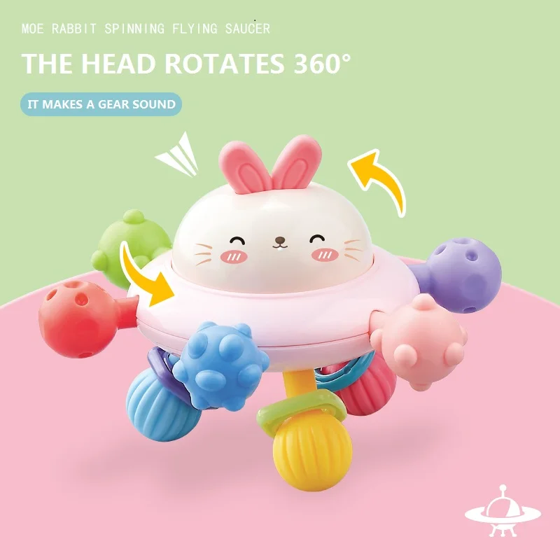 Silicone Baby teethers Toys Kids rattle teether ball Spinning Flying Saucer Baby Grasping Training Ball Gift For Children Toy