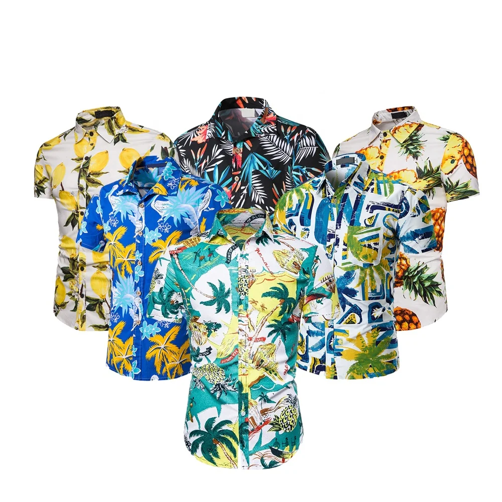  Ropa De Hombre отдыха «Aloha» мужские футболки из хлопка пляжные рубашки повседневное Гавайские с короткими рукавами Roupas Gomlek летняя