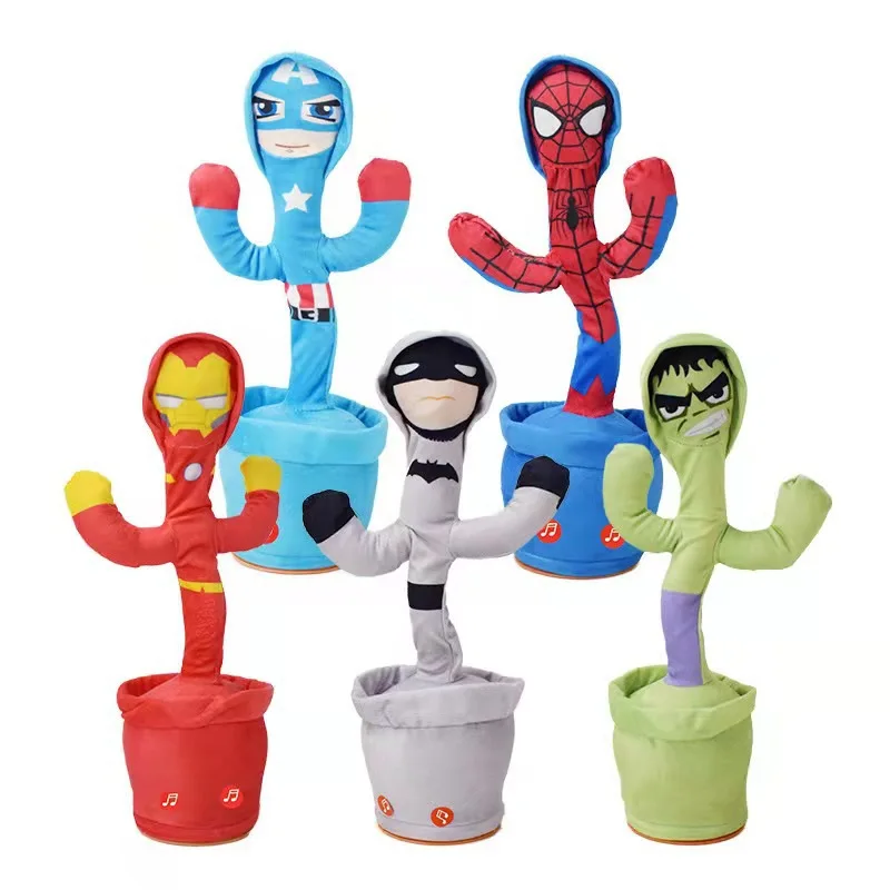 Customizable Factory Wholesale Talking Toys Dancing Spider Man Doll Hero Cartoon Talking Dancing Cactus Plush Toys Funny