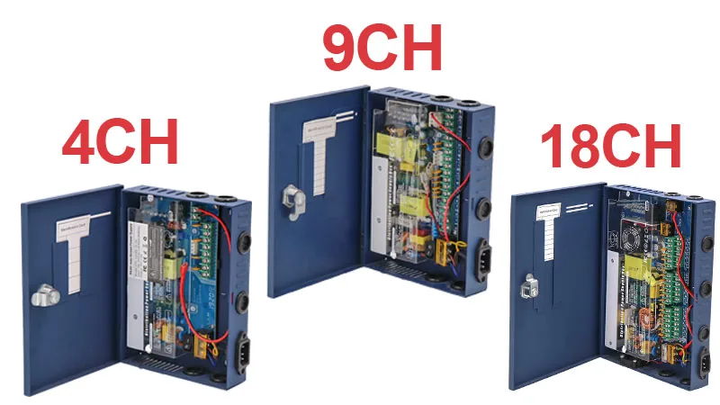 CE FCC ROHS Certificated Approved 18channels Boxed DC 12V 20A 250W Junction Box for CCTV Cameras