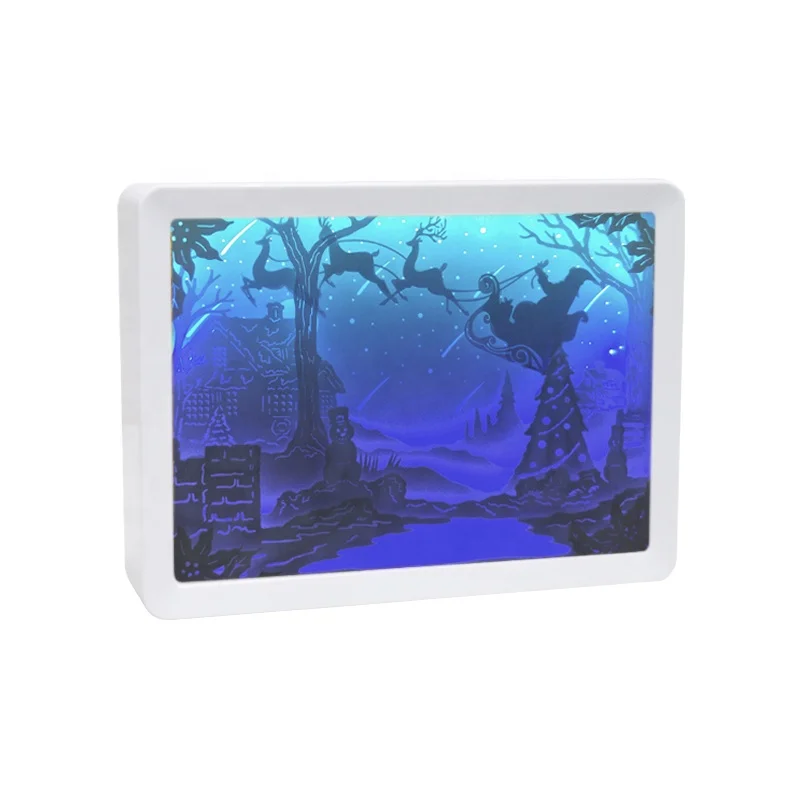 Best Price Wall Art Plastic Photo Frame 3D Shadow Light Box Paper Cut Crafts for Home Decor
