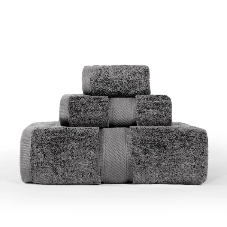 Комплект мягких черных полотенец из чистого хлопка ZY, набор черных полотенец 800 г/м2, качественные черные полотенца для отелей