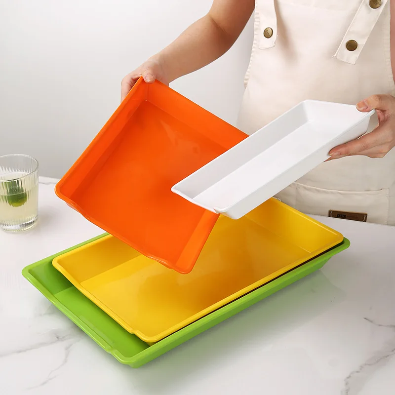 Colorful Rectangular Barbecue Restaurant Tray Display Cabinet Plastic Tray