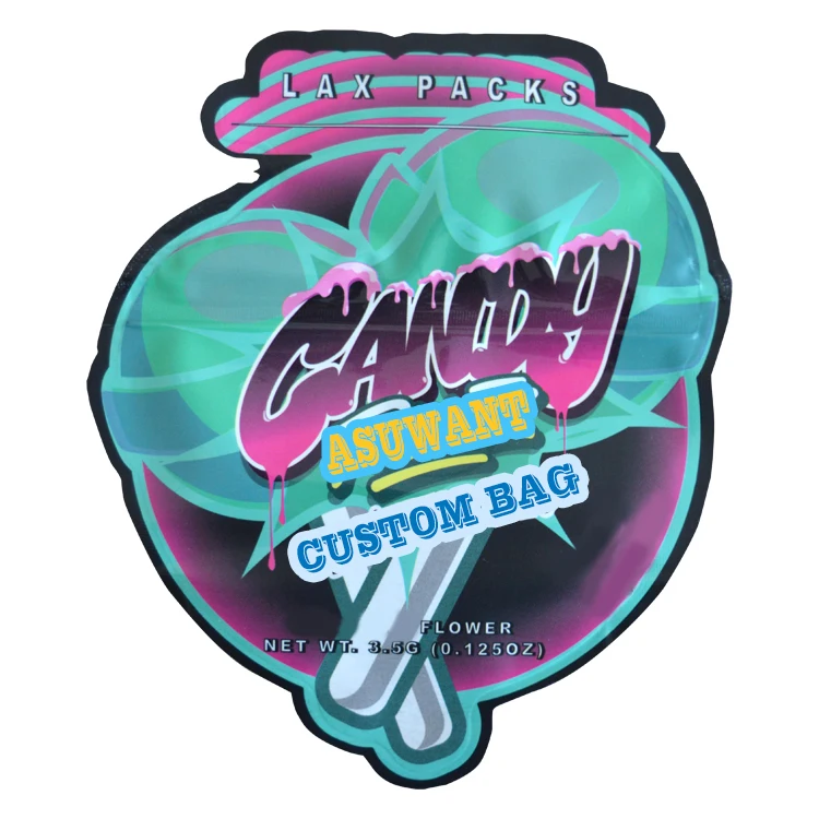 Special Shape Bag Special Shaped Hologram Painting 3.5g Pack Irregular Smell Proof Special Plastic Die Cut Custom Shaped Mylar