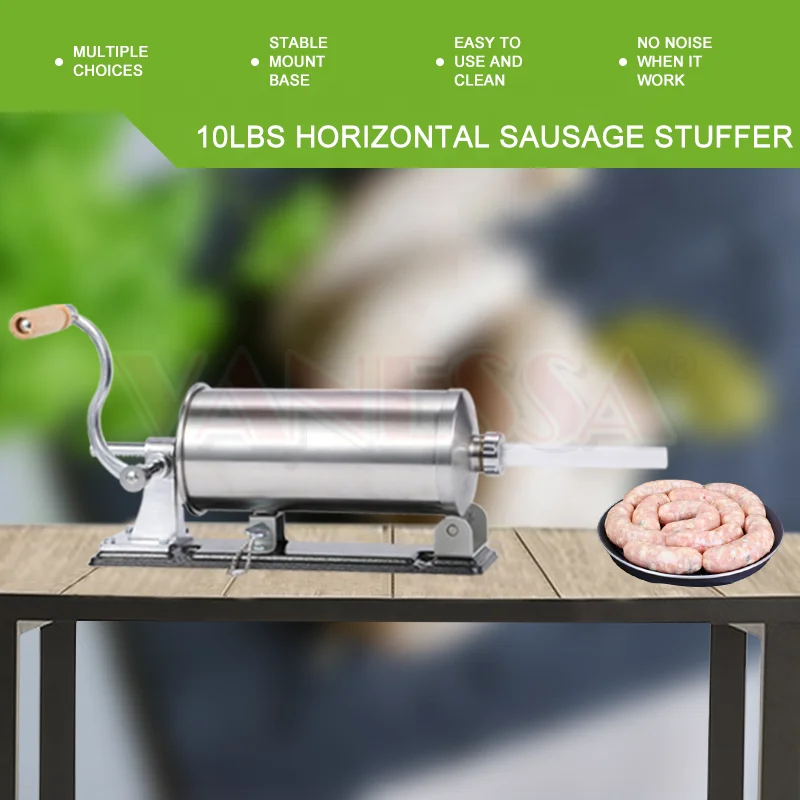 4L Manual Stainless Steel Sausage Maker With 2 Table Clamp For Home And Commerical Use