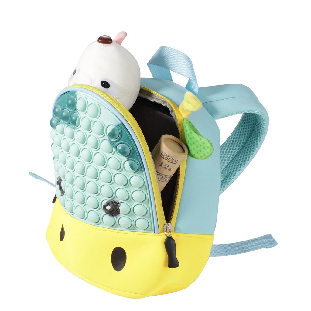 Hot Sale Hippo Silicone Push Bubble Education School Bags mini kids Backpack Children Silicone Rainbow Pop Fidget Backpack
