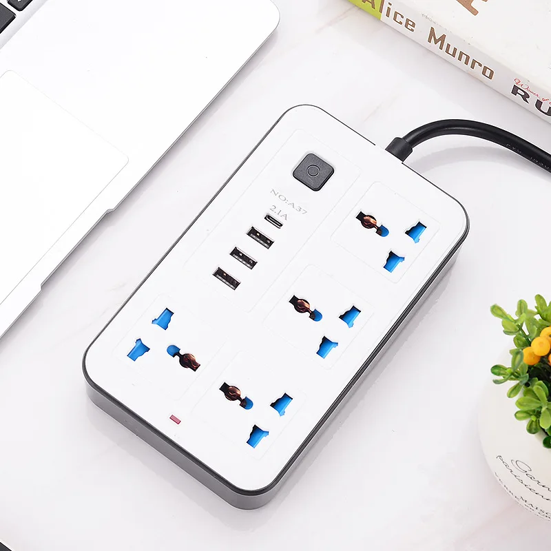 VV613 Power Multi Universal Plug EU US UK Outlet Power Strip with Extension Cord AC Type C USB Port Charge Electrical Socket