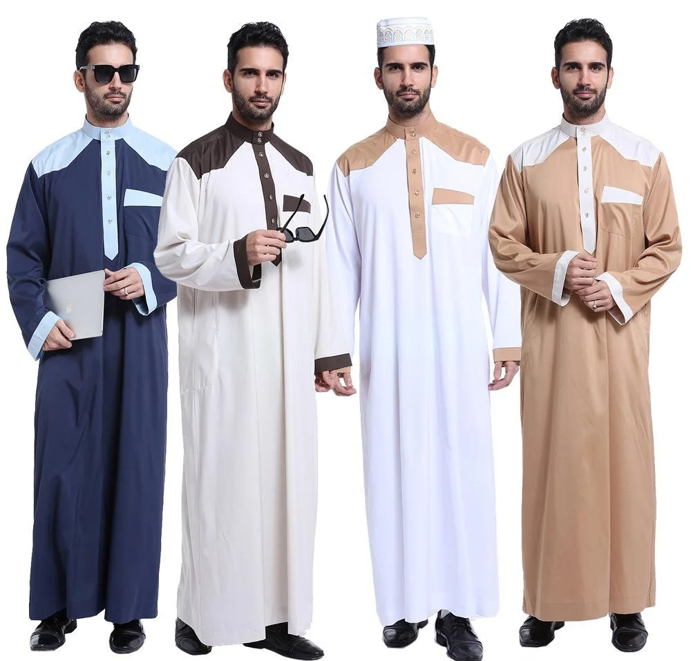Latest white thobe Design  Islamic Thobe Arab Daffah Men Muslim Jubbah cotton Clothing  thobe for men