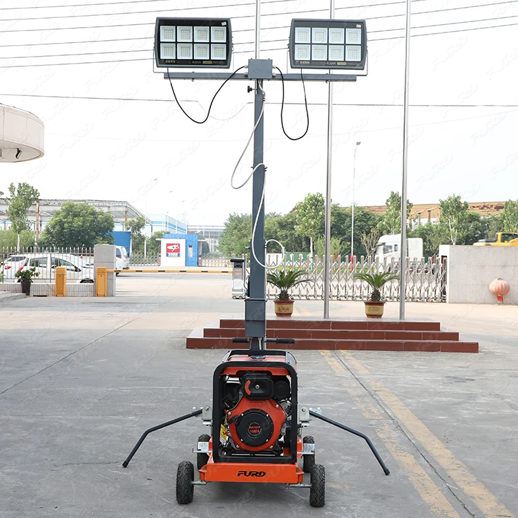 Mobile Light Tower Telescopic Rod Portable Lighting Tower Sports Stadium Flood Diesel Light Tower By Trailer Made in China