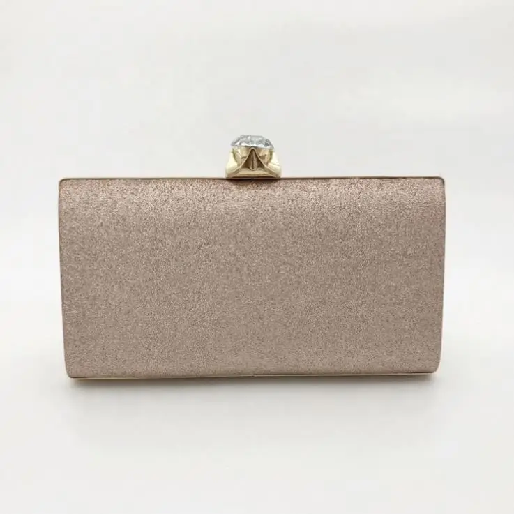 New Trendy Manufacturer Fashion Crystal Women PU Hard Shell Box Clutch Bag Big Size Bling Glitter Evening Bags with Metal Frames
