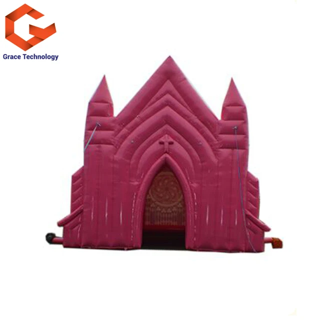Outdoor Pink Inflatable Church Giant Wedding Church Inflatable Church Tent for Decoration