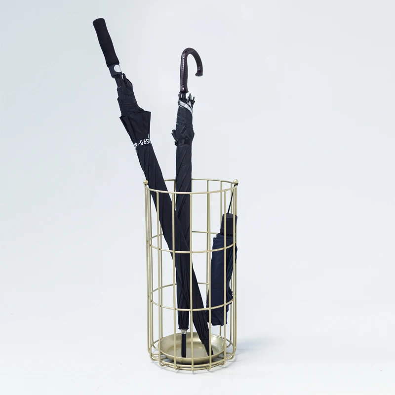 Indoor Free Standing Black Metal Round Umbrella Stand for Canes, Walking Sticks  for Home Office