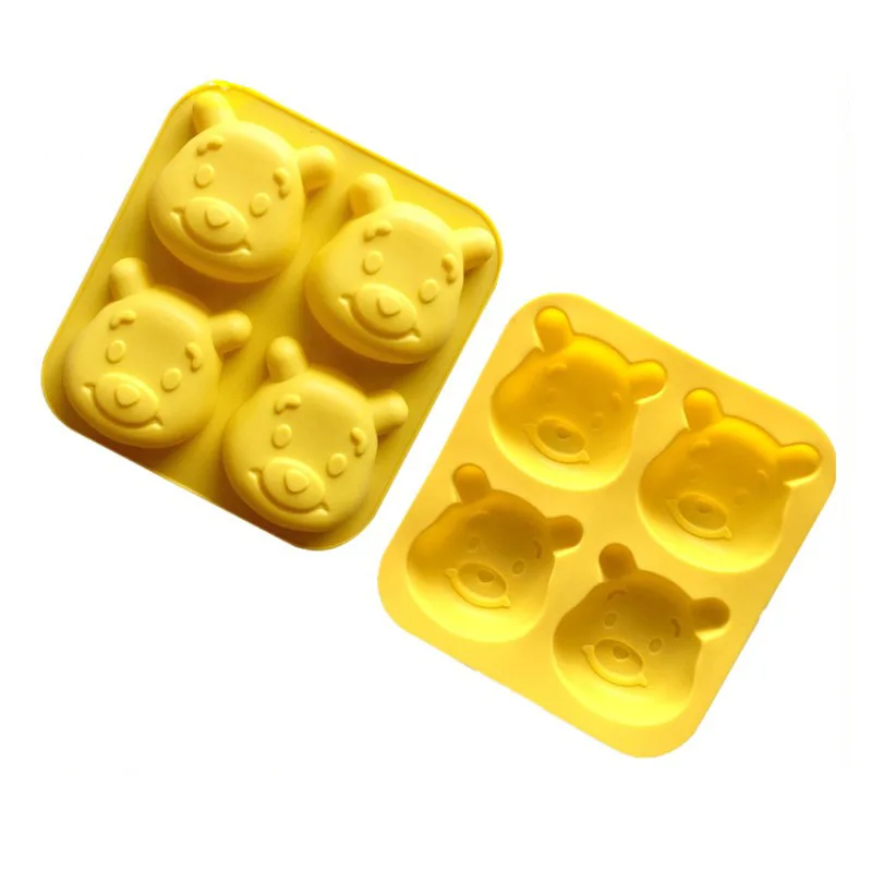 4 Cavity Bear Silicone Chocolate Mold Cartoon Bear Soap Mold Silicone Cake Mold