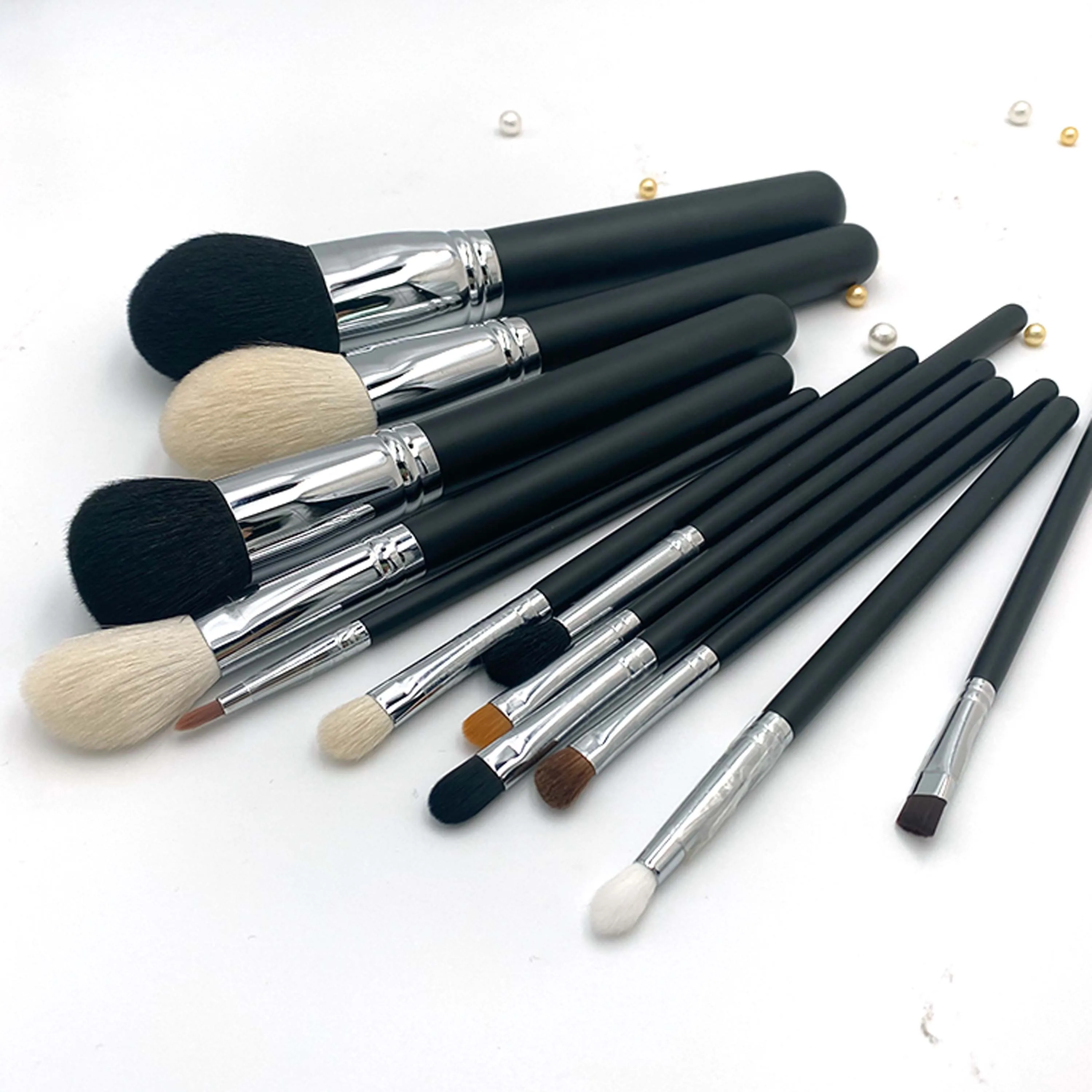 High Quality Black Manufacturer Professional Vegan Wholesale Custom Logo Label Makeup Brush Set