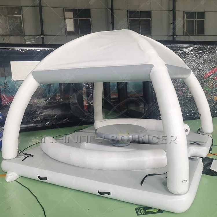 Aqua Party Bana Inflatable Water Leisure Platform Party Bana Yacht Inflatable Sofa Floating Cabanas Dock Platform With Tent