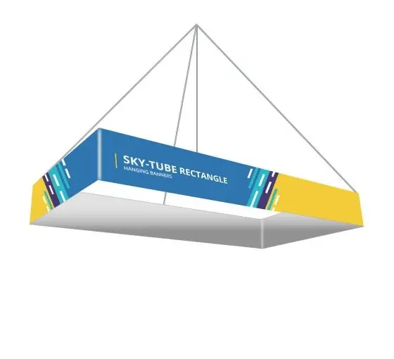 HLY Formulate Tapered Ring Ceiling Hanging Banner Display Hanging Fabric Display Fabric Hanging Banner Signs