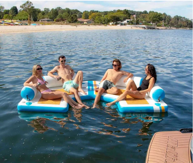 inflatable floating pontoon C-dock  shelter platform for leisure and recreation