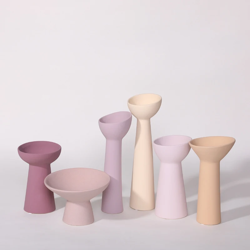 Custom nordic ins modern decorative home accessories decoration vase set ceramic art crafts vase Colored ceraimc flower vase