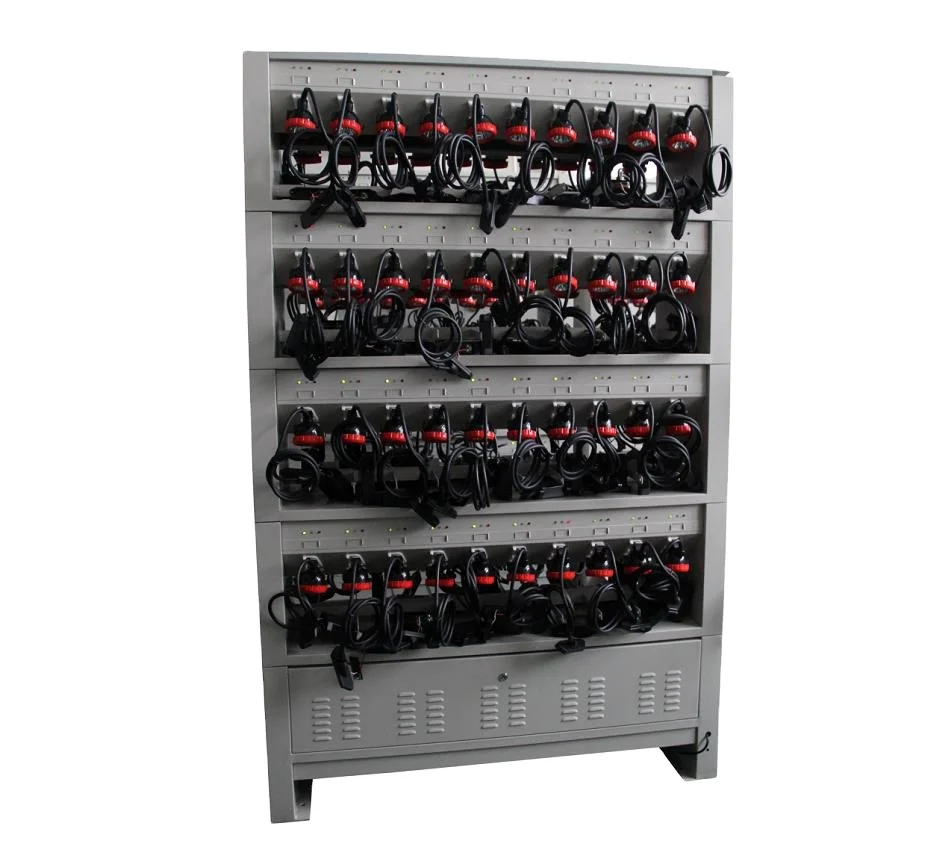 
80-unit mining cap lamp charging rack, helmet lamp rack charger 