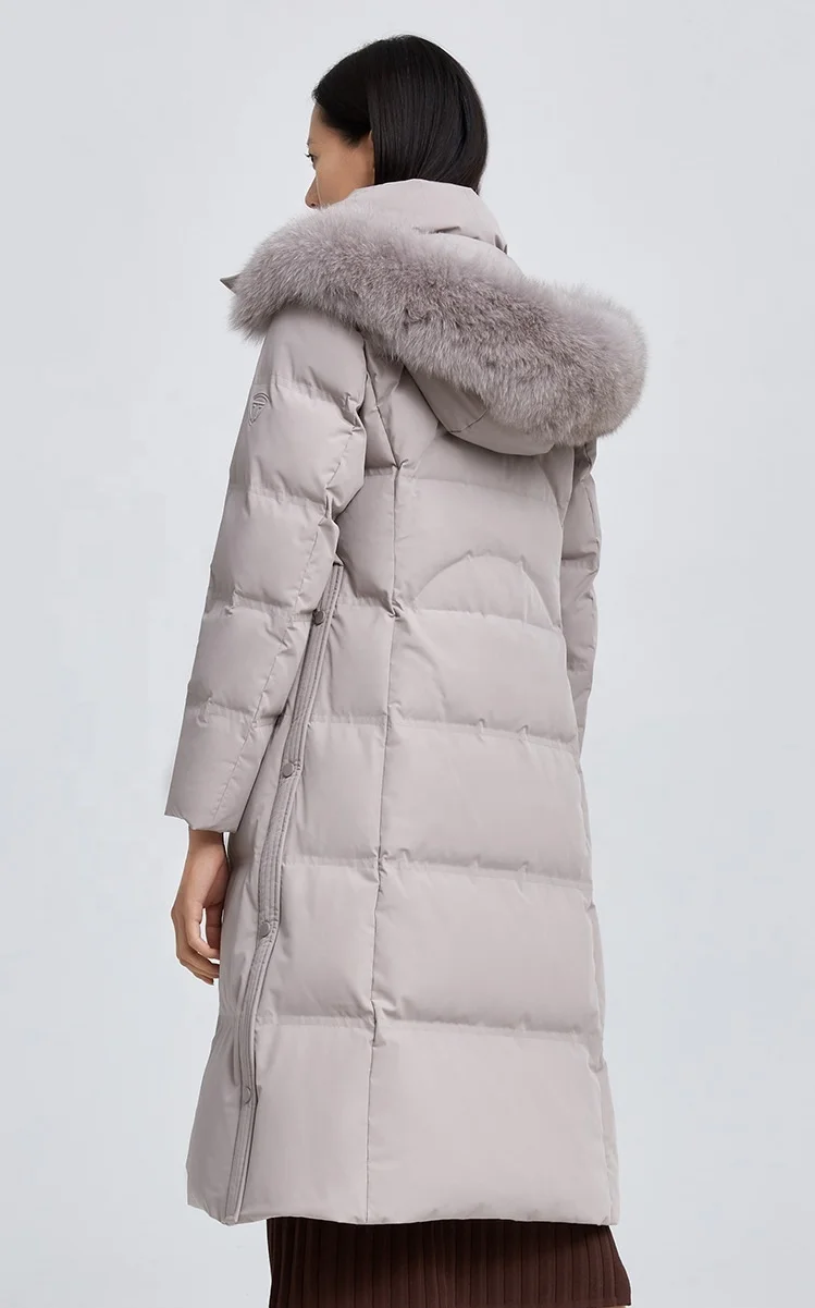 Luxury fox fur hooded warm women plus size winter coat long goose down jacket