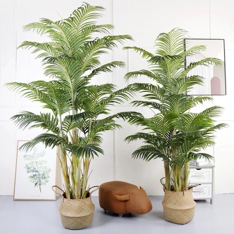 factory artificial palm tree bonsai for indoor outdoor faux palm trees green plants with pot for home hotel office decoration