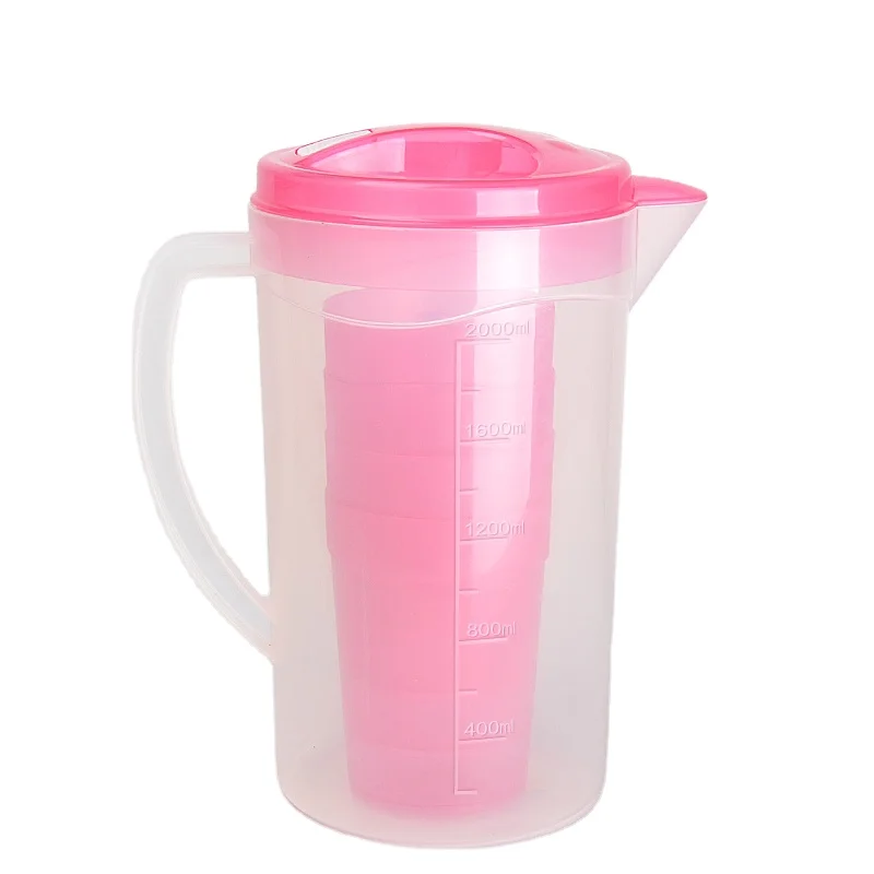 Wholesale Reusable 2L water jug large capacity with 4 cups clear plastic pitcher hot and cold  tea pots & kettles