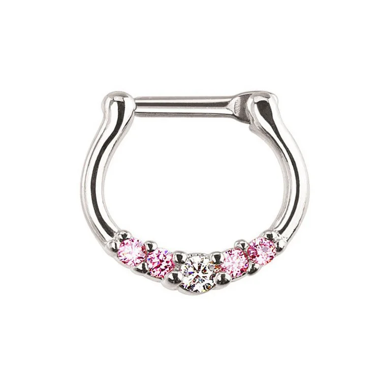 
2021 New Product Surgical Titanium Steel Nose Ring Piercing Body Jewelry Rhinestone Nose Cuff Face Nose Rings 
