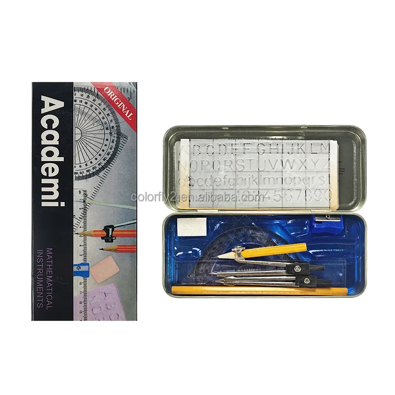 Школа 10 шт. математика в виде геометрических фигур Набор коробка олова металла математический набор