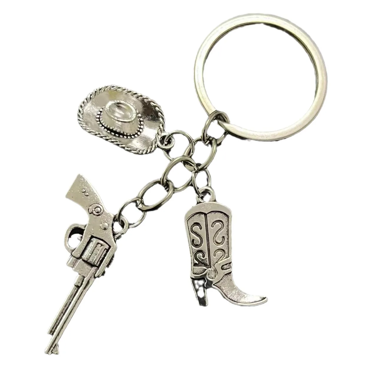 Western Cowboy Style Keychain Gun Hat Boots Personalized Creative Keychain Accessories